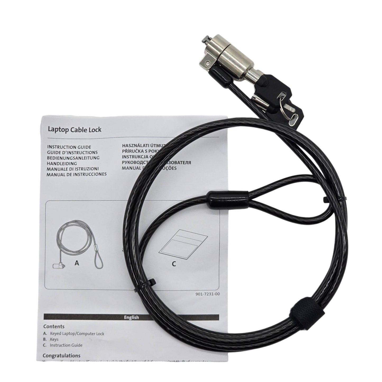 Tryten Laptop Cable Lock Keyed Security Cable w/ 2 Keys 5 Pack 10 Pack 25 Pack