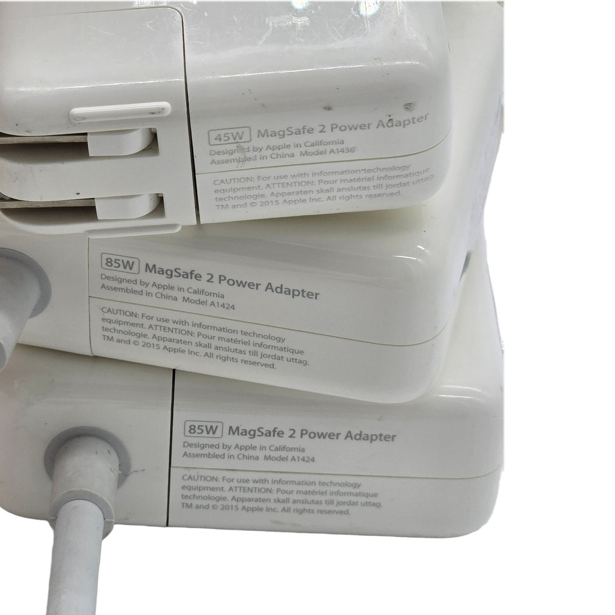 Lot of 3 Genuine Apple MagSafe 2 Power Adapters 45W 85W A1436 A1424