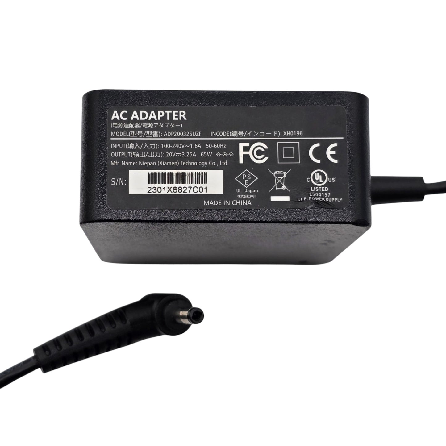 ADP200325UZF 65W AC Adapter Charger 20V 3.25A Power Supply Barrel Tip