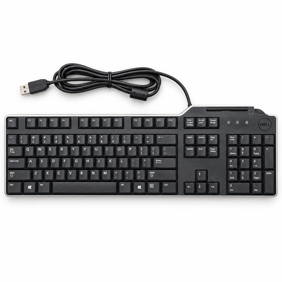 Dell KB813 wired USB smart card reader keyboard top view