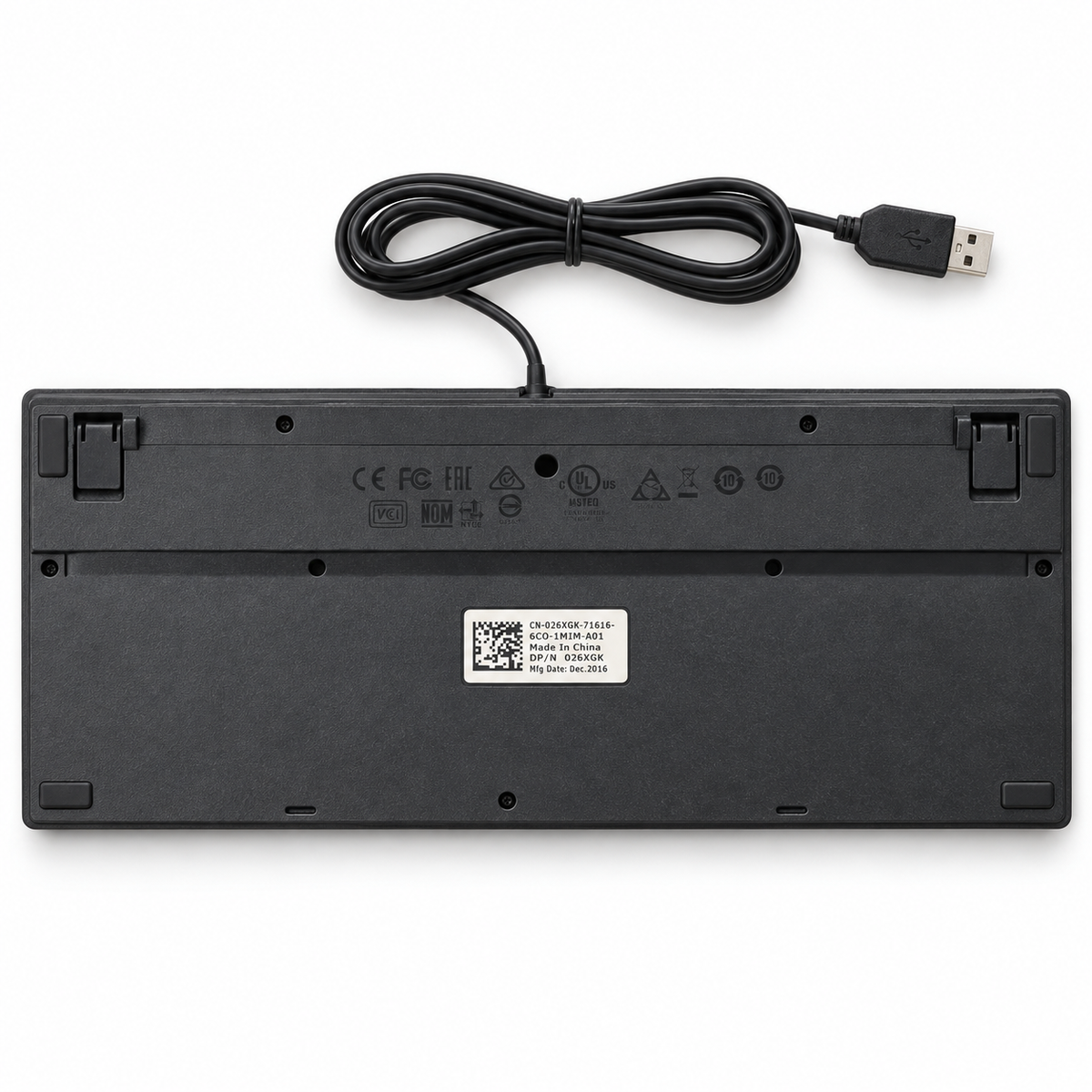 Dell KB813 wired USB smart card reader keyboard bottom view