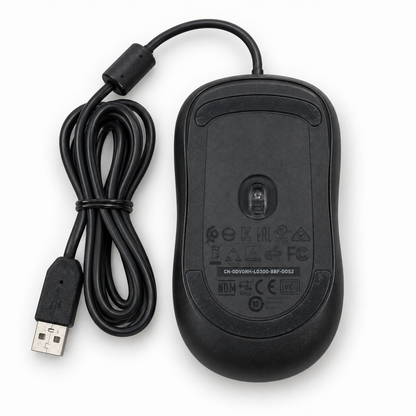 Dell MS116 wired USB optical mouse bottom view