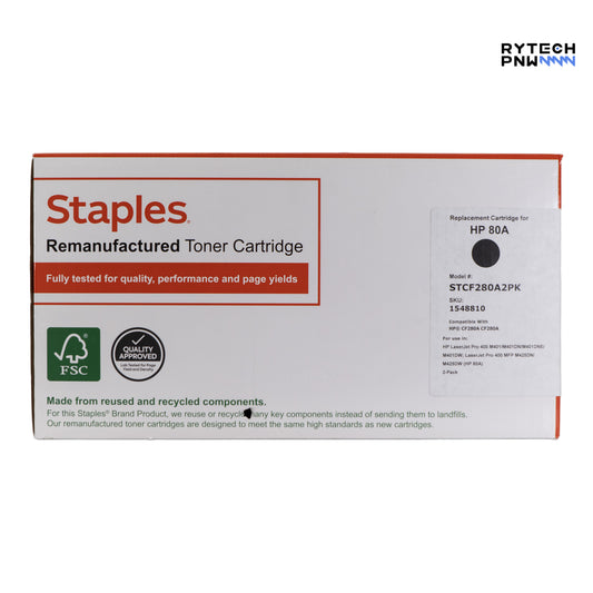 Staples Toner Cartridge | 80A | Compatible With HP CF280A | Black