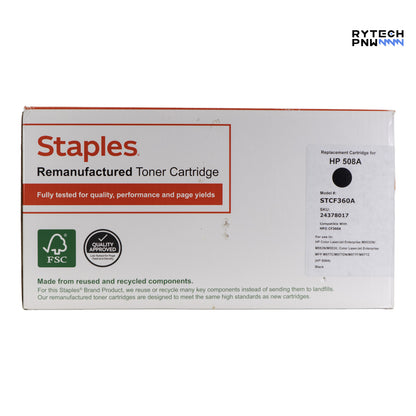 Staples Toner Cartridge | 508A | Compatible with HP CF360A | Black