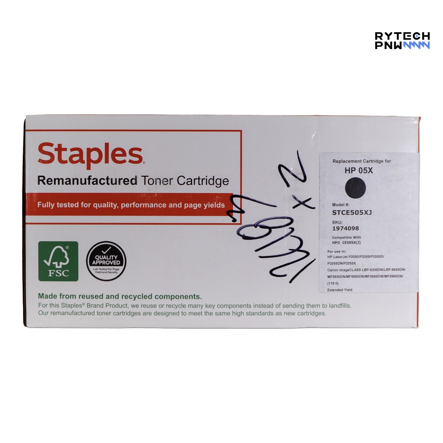 Staples Toner Cartridge | 05X | Compatible With HP CE505X(J) | Black