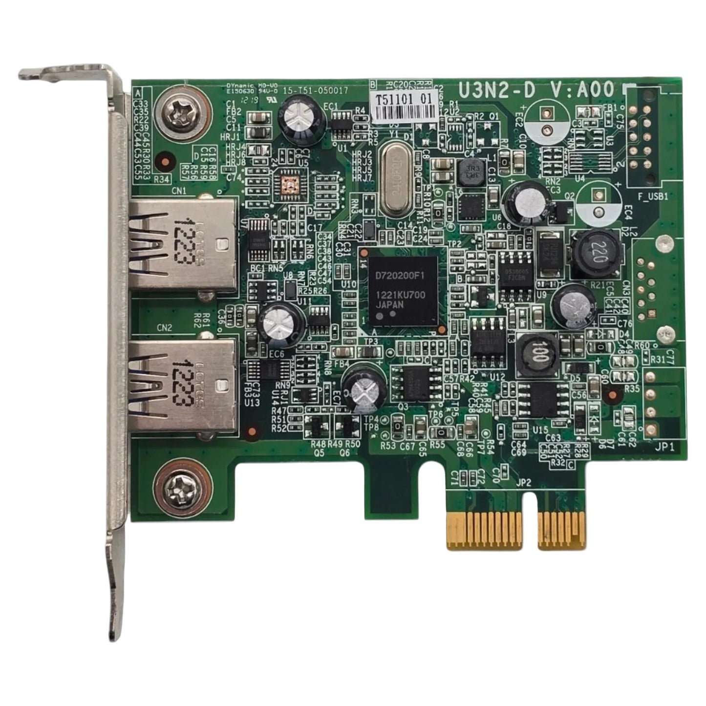 Dell 0FWGJ8 ECS U3N2-D PCIe x1 USB 3.0 2-Port Expansion Card Adapter