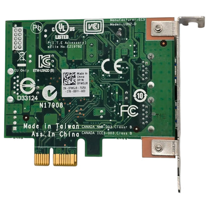 Dell 0FWGJ8 ECS U3N2-D PCIe x1 USB 3.0 2-Port Expansion Card Adapter