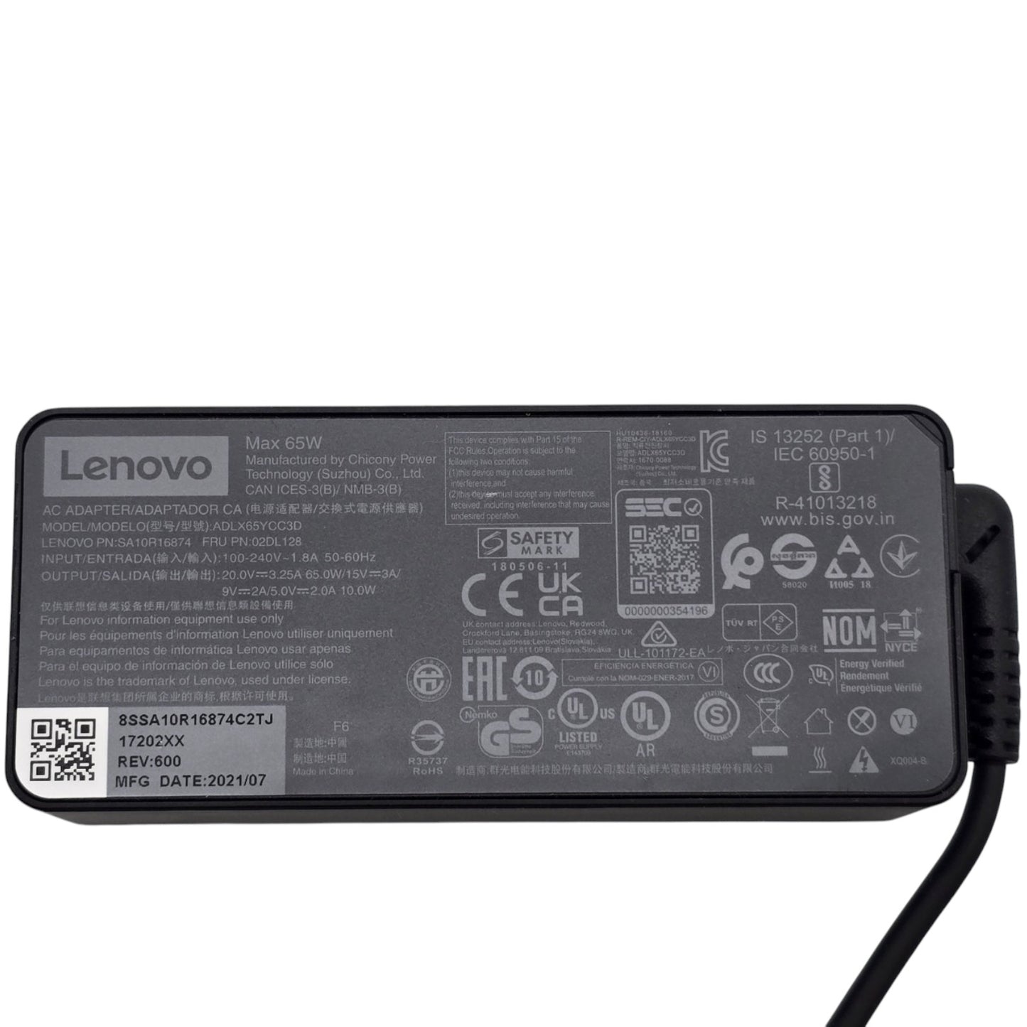 Genuine Lenovo SA10R16874 02DL128 65W AC Adapter Charger ADLX65YCC3D OEM