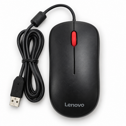 Lenovo Calliope wired USB optical mouse top view