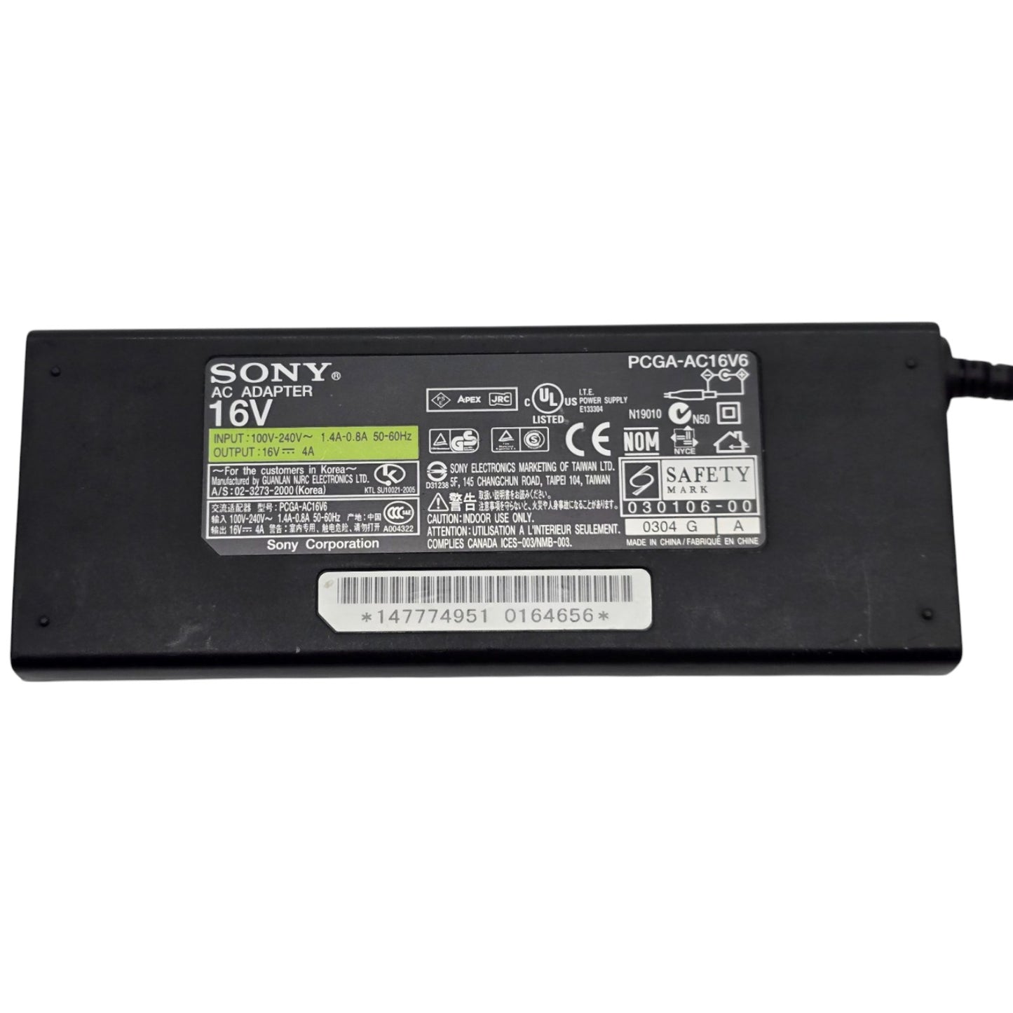 Sony PCGA-AC16V6 16V 4A AC Adapter Power Supply OEM Genuine