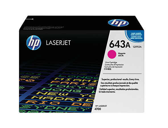 HP 643A Original LaserJet Toner Cartridges - Yellow, Magenta, Black, Blue