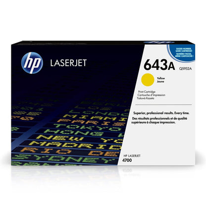 HP 643A Original LaserJet Toner Cartridges - Yellow, Magenta, Black, Blue